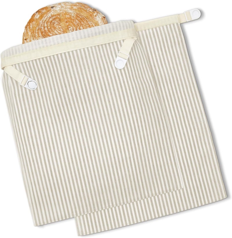 BRONYPRO Beeswax Bread Bags for Homemade Bread Sourdough, 2 Pack Reusable Sourdough Bread Bags, Organic Beeswax & Linen Homemade Bread Storage, Eco-friendly & Long-latsing,Large 17x12.6in,Beige - Image 1